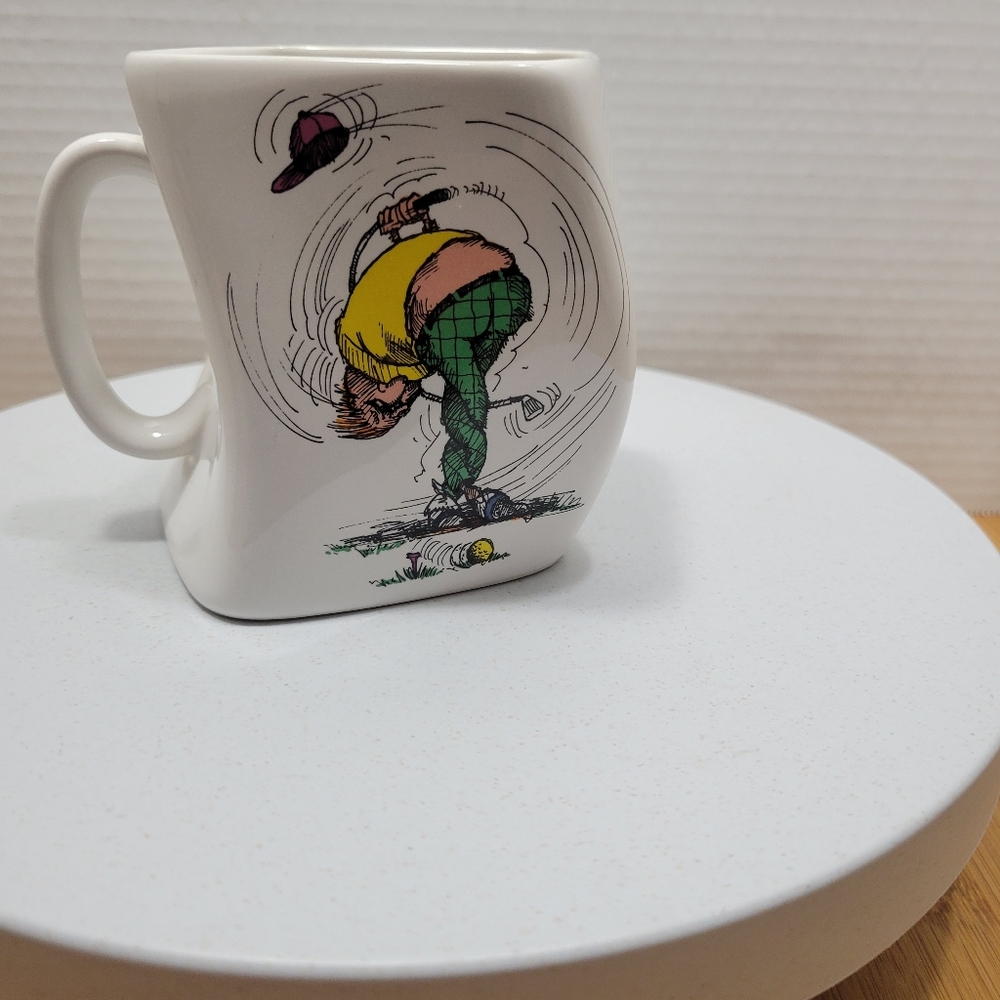 Vintage Funny Golf Mug “The Results of Over-Swing”